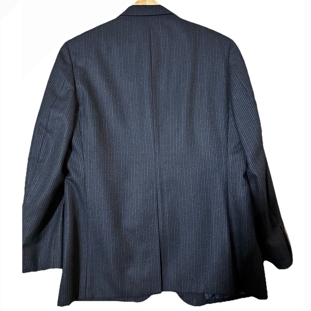 VTG Eagle Clothes University Mens Shop Blue Pinstripe Wool 3 Piece Suit Size 44R